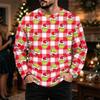 Men's Plus Size Loose Fit Casual Neck Long Sleeve T-Shirt with Christmas Print for Fall and Winter