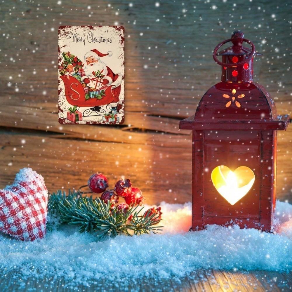 Vintage Santa Claus Metal Tin Sign 12x8 Inch Retro Christmas Wall Decor Aluminum Iron Art for Home Living Room Bar Pub