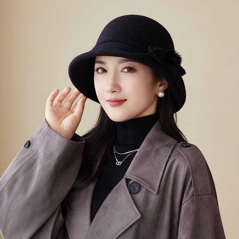 Versatile Woolen Bucket Hat for Women and Middle-Aged Mothers