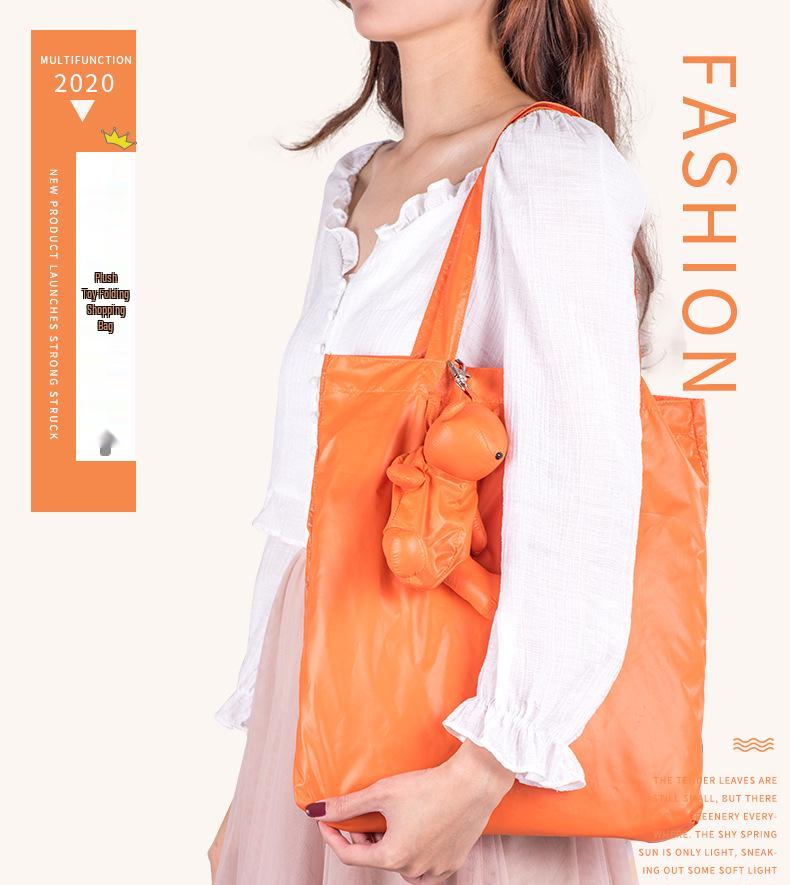 Foldable Nylon Shopping Bag with Little Bear Design