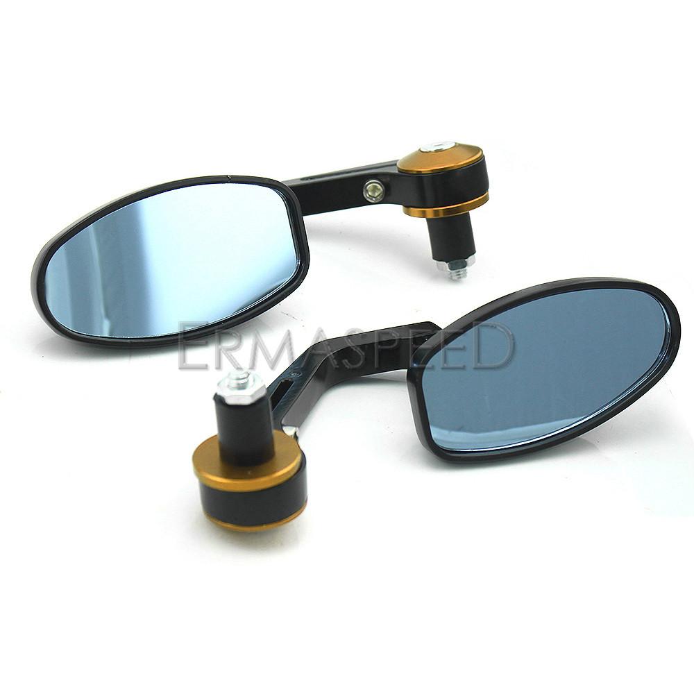 Black Motorcycle Bar End Mirrors CNC 7/8'' 22mm Handlebar Mirror Universal Rear View for Cruiser Street Sport Bikes Cafe