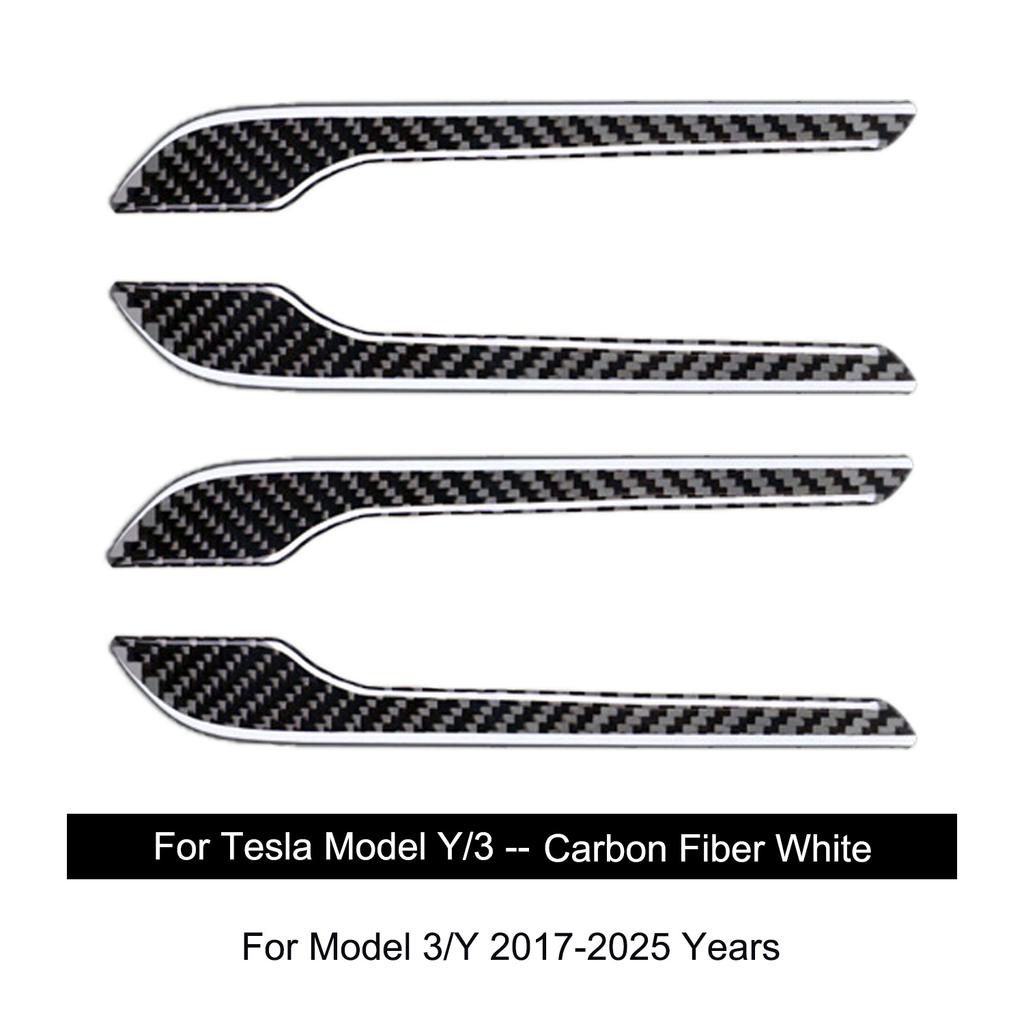 For Tesla Model 3/Y 2017-2025 Carbon Fiber 4PCS Door Handle Sticker Cover Model Y Juniper Carbon Fiber Resin Dropping Process