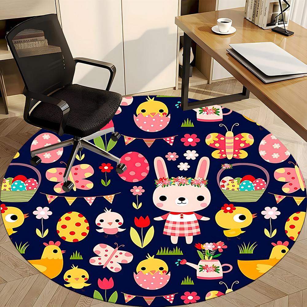 1pc Easter Eggs, Bunny Chair Carpet for Office, Non Slip, Soft and Durable Office Rug for Interior Decoration