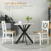 Set of 2 Dining Chairs In Solid Wood Country-Style Kitchen Chair Cross Back White and Oak