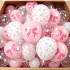 Pink Clear Bow Latex Balloon for Girls Women Wedding Bridal Baby Bachelorette Engagement Princess Birthday Party Decor Supplies
