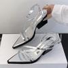 Fashion Wedge Chunky Heels Sandals Women Sexy Pointed Toe Ankle-Wrap High Heels Summer GLADIATOR Elegant Dress Shoes Office Women Shoes