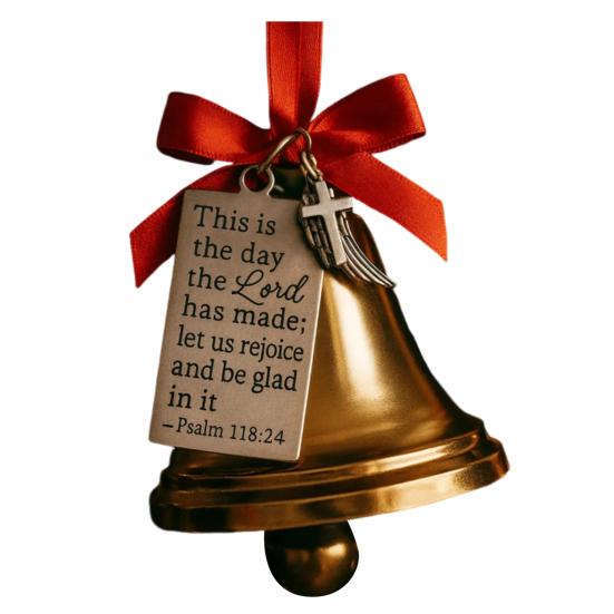 Bible Verses Scripture Christmas Bell Ornament Metal Golden Bell Christmas Tree Decoration Inspirational Bible Verse Bell Religious Ornament