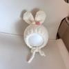 Baby Beanies with Tie Warm Lining Furry Pompoms Rabbit Ears Hat Adjustable Size Plush Hat Lovely Photo Props