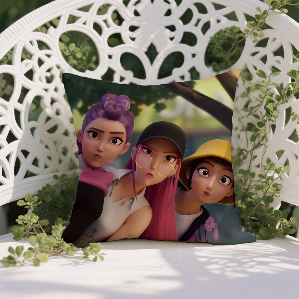 K-Pop D-Demon H-Hunters Pillow Case Anti-dustmite Pillowcase Invisible Zipper Silky Short Plush Sofa Cushion Cover