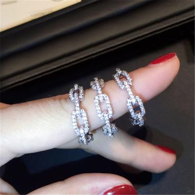 Kette Pave Lab Diamant Ring 100 % Original 925 Sterling Silber, Verlobung, Hochzeit Band Ringe für Frauen Braut Charme Edlen Schmuck