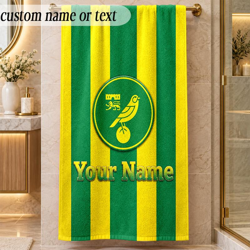 Beach TowelNorwich City Custom Name Text Personalized Soft Towel for Beach Pool Indoor Home Decor Gift