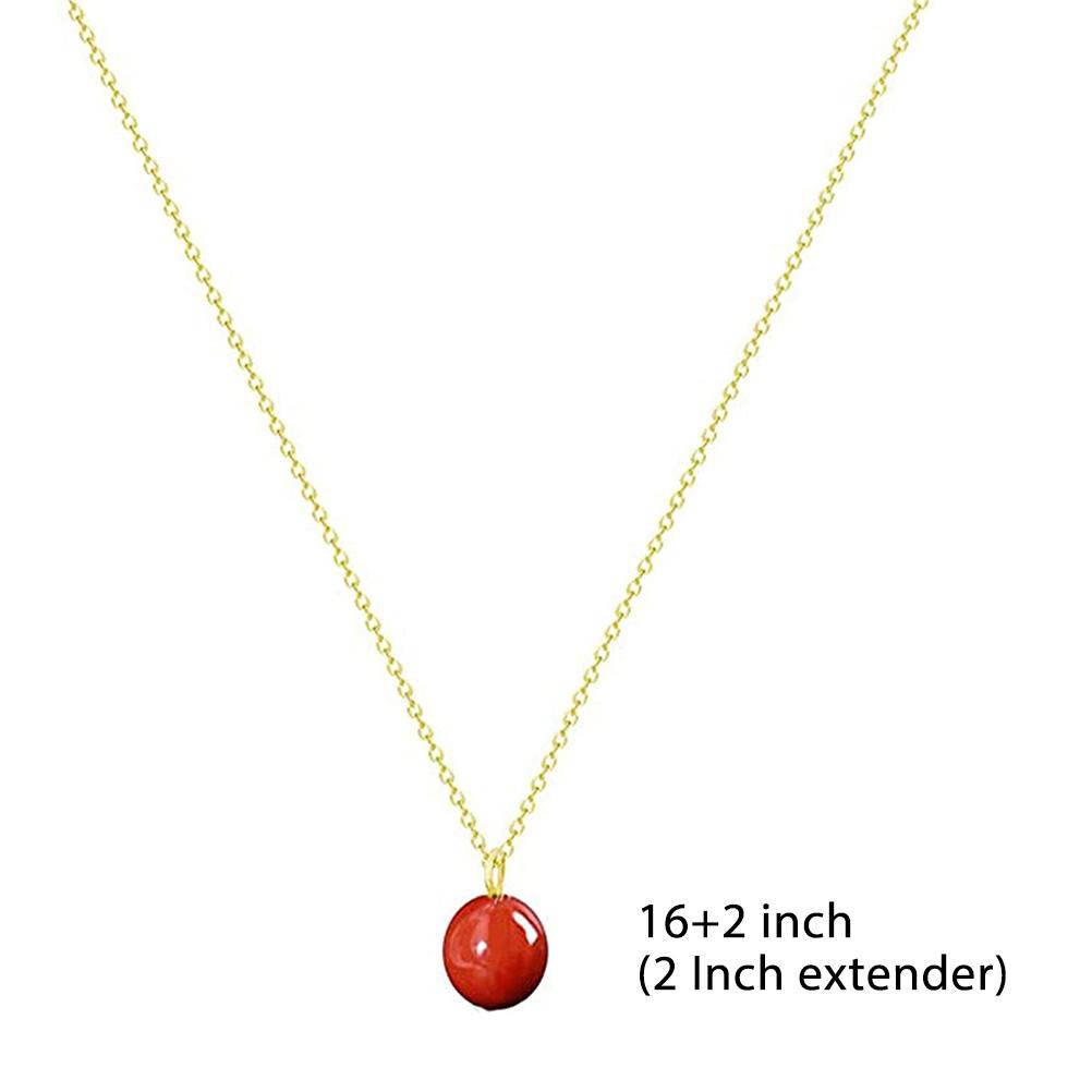 Red Agate Stone Pendant Necklace Simple Crystal Necklace Jewelry Gift for Women Girl