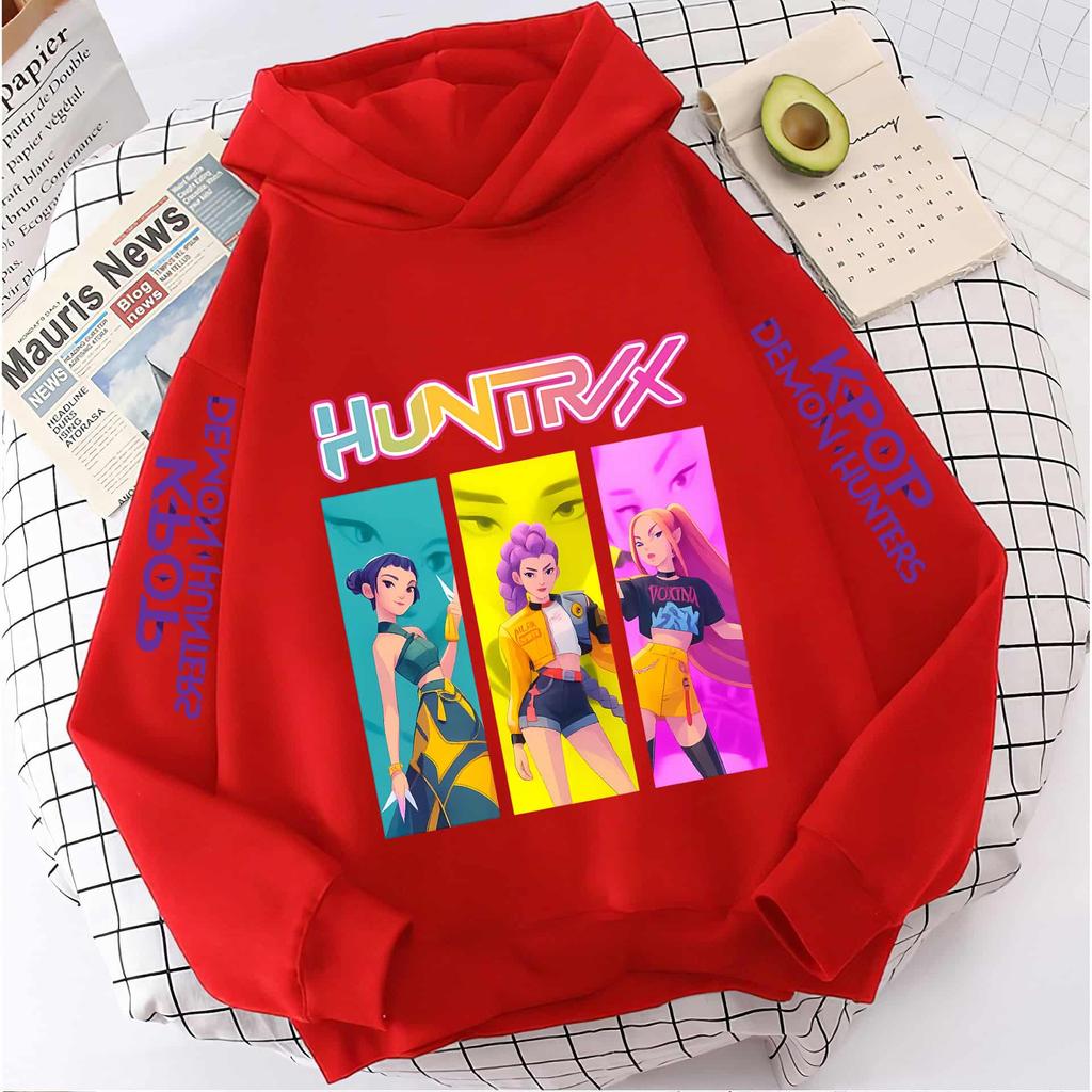 KPop Demon Girls Moda Sudadera Casual Película Nuevo Niños K-Pop Cazadores de Demonios Tops con Capucha Ropa para Niña Pequeña Sudadera con Capucha de Cazadores