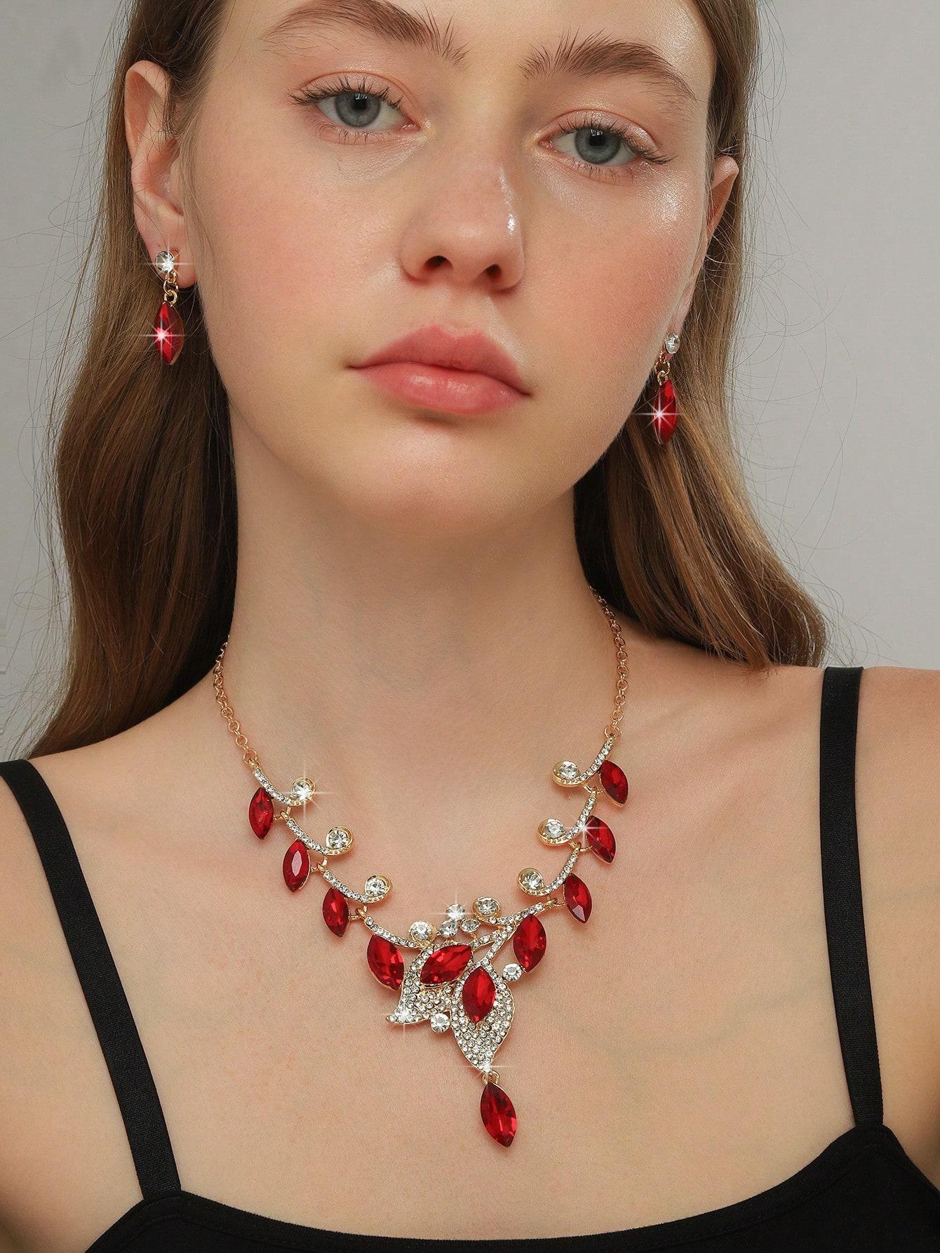 

Европейские и американские ювелирные изделия, цветочное ожерелье, серьги, комплект, блестящие, женские, модные, банкетные аксессуары, свадебный комплект