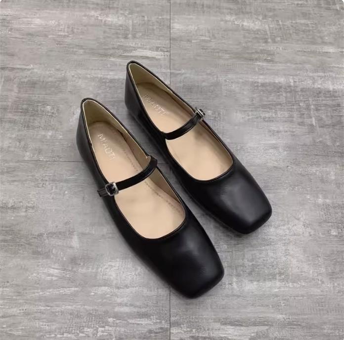 Fashion Flat Shoes for Women 2025 Spring and Autumn New Mary Jane Square Toe Women's Red Plus Size Women's Shoes 41-43 Zapatillas Mujer