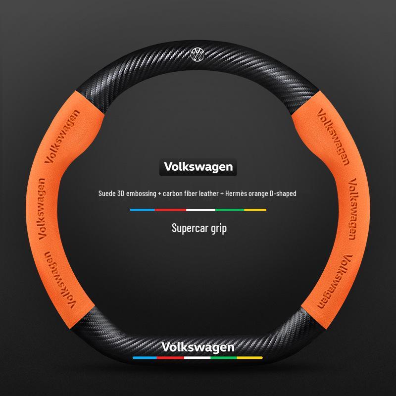 Volkswagen Golf Steering Wheel Cover for 2010-2023 Models: Suede & Carbon Fiber, Compatible with R-Line & 8th Generation