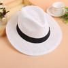 Summer Straw Paper Jazz Hat With Bow Band Fashion Beach Panama Cap Solid Women Men UV Protection Sun Hats