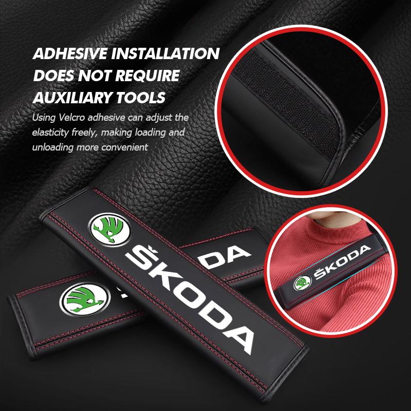 cqmes7 Car Seat Belts Covers Padding Carbon Fiber Belt Shoulder For Skoda Rapid Octavia Derivative Enyaq-iV VisionS Yeti Scala