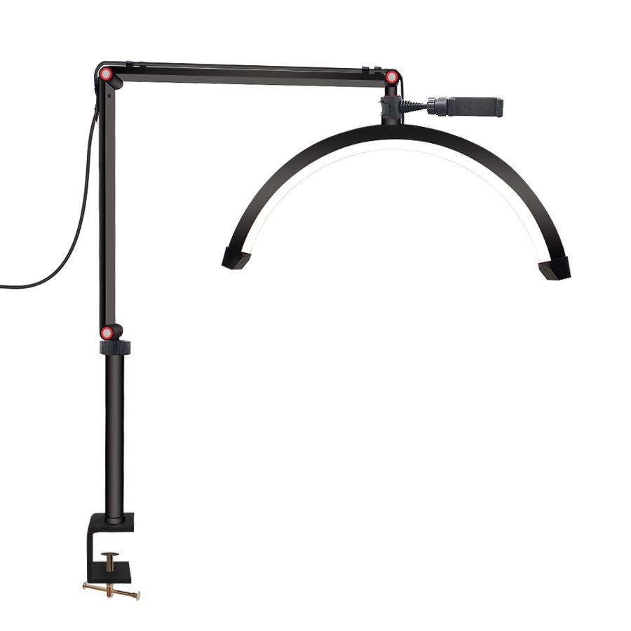 16" Half-Moon Beauty Light 20W with Articulated Arm for Nails, Microblading, Eyebrows, Eyelashes, Extensions, and U-Shaped Light