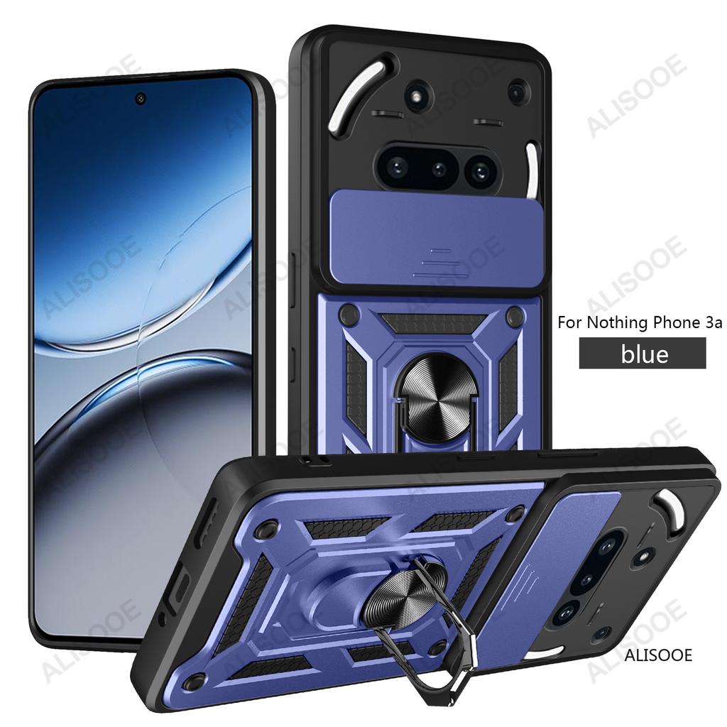 Funda for Nothing Phone 3A Case Slide Camera Protection Ring Stand Shockproof Back Cover for NothingPhone 3A Capa Funda