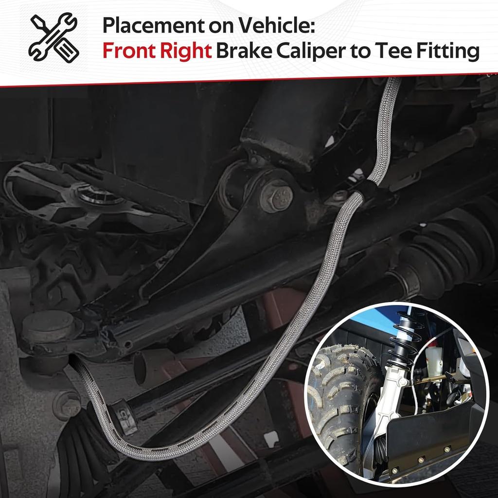 Brake Hose Line Front Right for Polaris Sportsman 400 450 500 570 600 700 800 05-17 Scrambler 500 02-12 Trail Blazer 250 330 Trail Boss 330 05-13