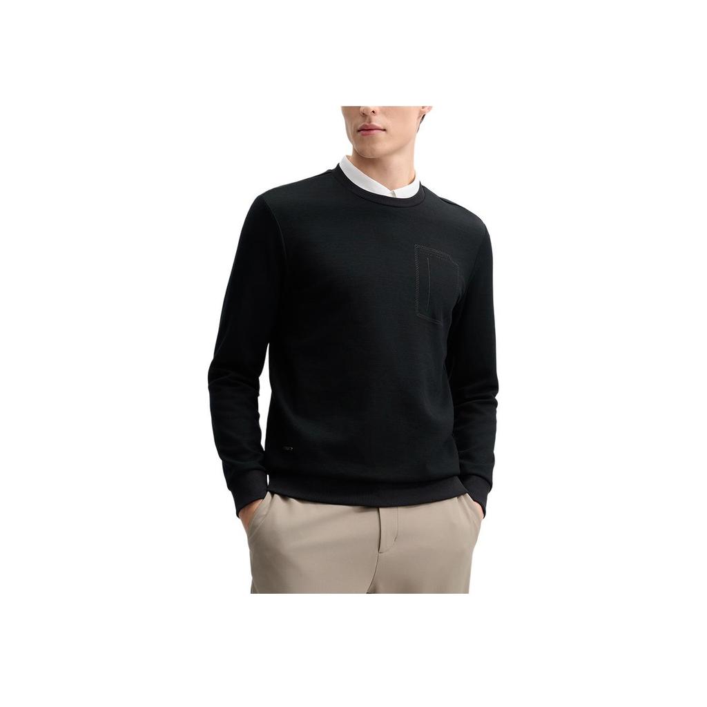 Fila Blue Series Business Round Neck Comfortable Long Sleeve Sweatshirt Men Sweatshirt Black F11M512207F-BK