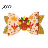 Festival Style Hair Accessories Thanksgiving Turkey Bow Clip for Girls, Decorative Pins, Maple Leaf Pins Double Layer Glitter Clip, Cute Autumn