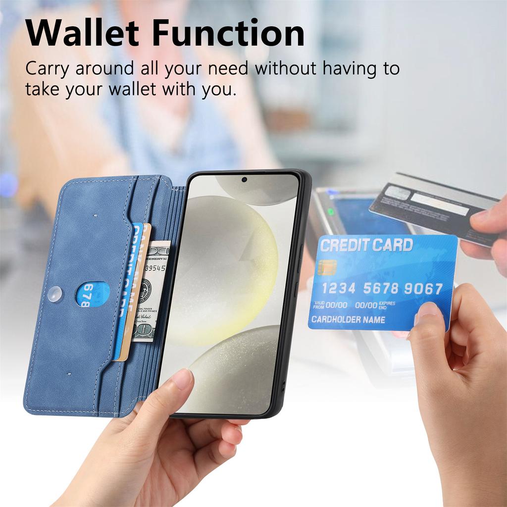 For Samsung Galaxy S25+ Leather Case CASENEO Cross Texture Detachable Magnetic Phone Cover Wallet Stand