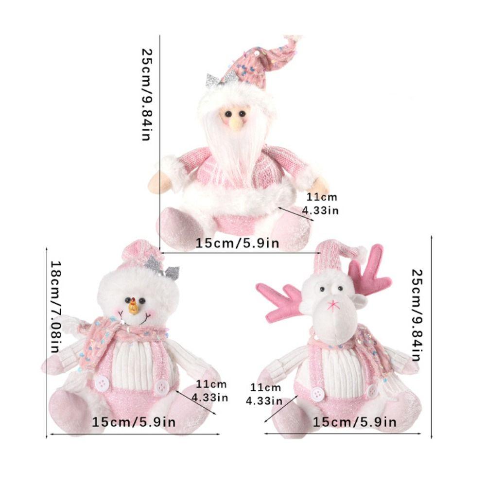 Sitting Knitted Elk Snowman Doll Realistic Christmas Pink Doll Decorations  Kids Birthday Christmas