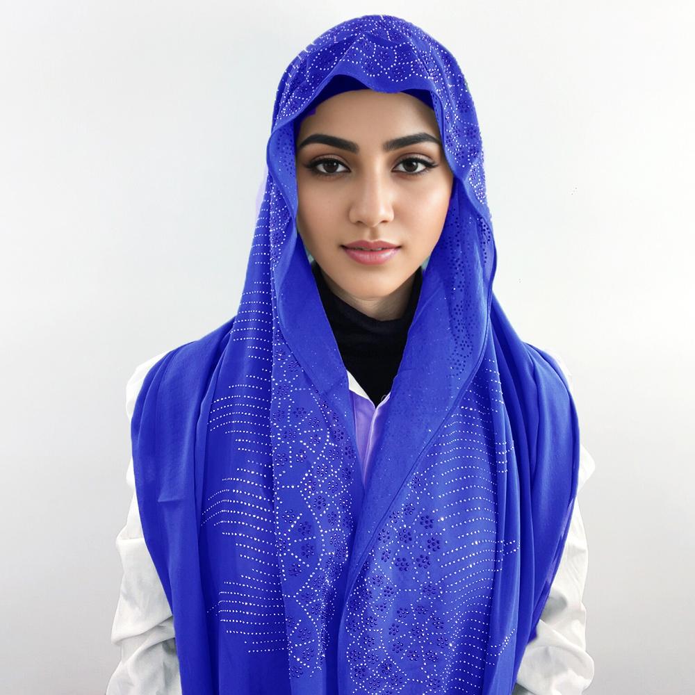 Fashion Rhinestone Chiffon Scarf Lady Muslim Hijab Luxury Bead Pearl Scarves Shawl Women Long Scarf Shawl