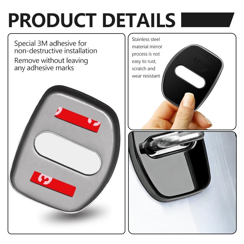 kdvns0 For Volvo Car Door Lock Cover Stainless Steel Anti Corrosion Protection V50 S60 XC60 S40 XC40 XC90 V60 S80 S90 V70 XC70