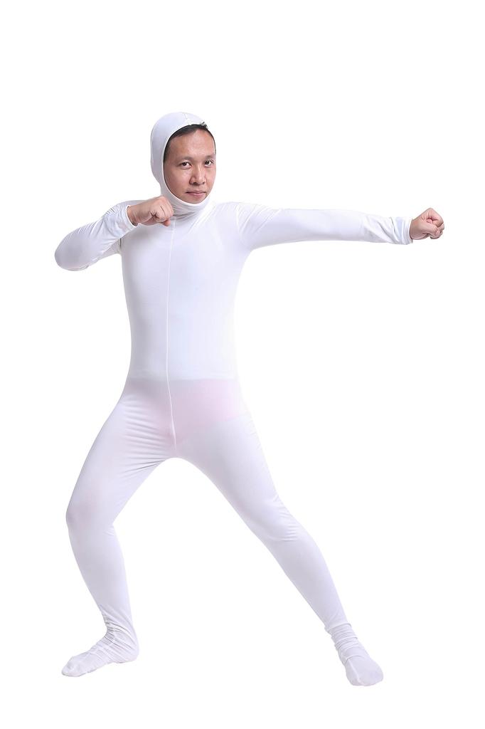 Omoshiro Club Zentai XXS Fits 120cm To 130cm Open Kigurumi Costume, Full-Body Suit, White, Children's Size, Tall, Face, (SS03-2H)