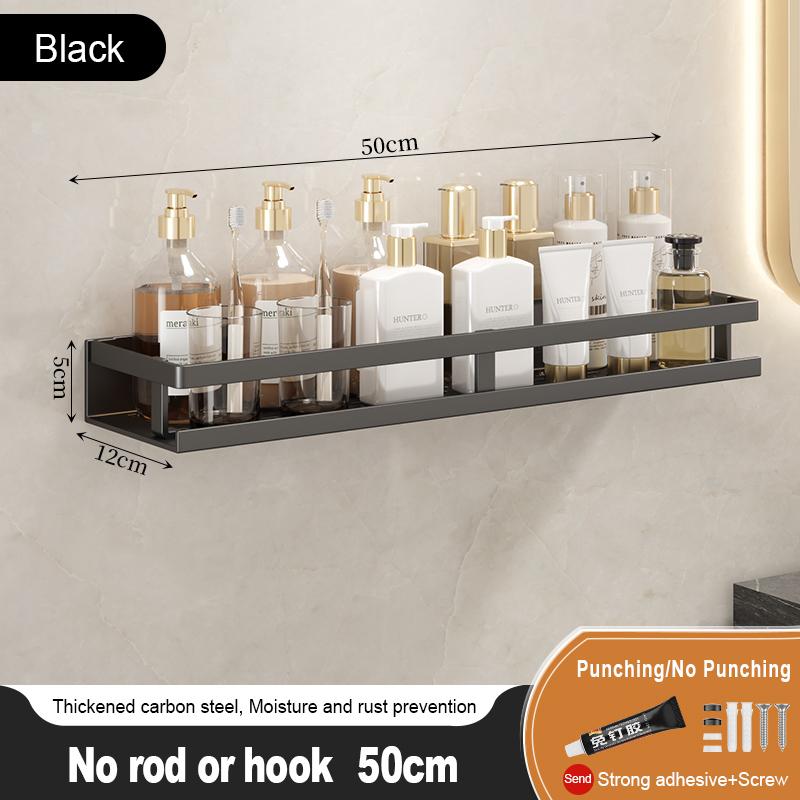Bathroom Storage Rack Non Perforated Wall Mounted Towel Rack Bathroom Washbasin Cosmetics Storage Rack Wrought Iron Material