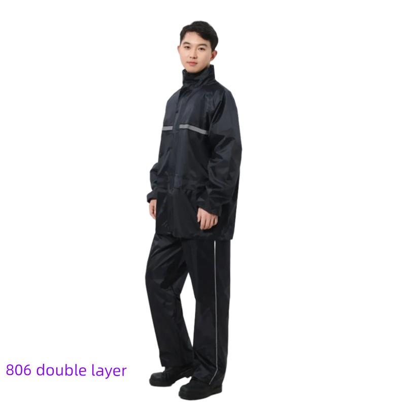 Yanwang Motorcycle Electric Bike Raincoat Rain Pants Thick Fashion Reflective Stripe Adult Men and Women Riding Separates Suit