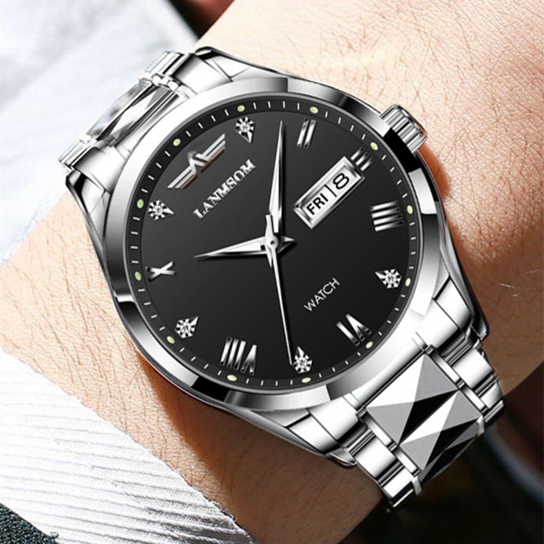 New TOP Brand Luxury Men's Watch With Box Waterproof Double Calendar Luminous Men's Quartz Watches