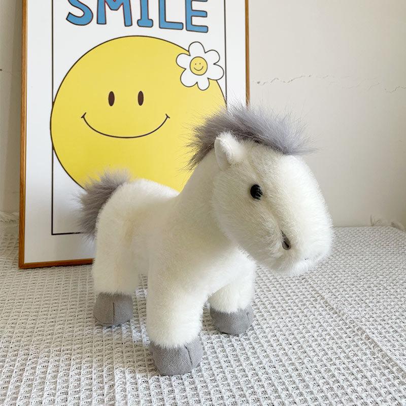 Păpușă Ponei Simulată Drăguță Jucărie de Pluș Cal Drăguț Alb Maro Pentru Băieți Cadou Ornament Dormitor