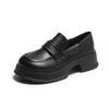 Round head platform British loafers women's 2025 new retro versatile jk dress single shoes black thick heel small leather shoes