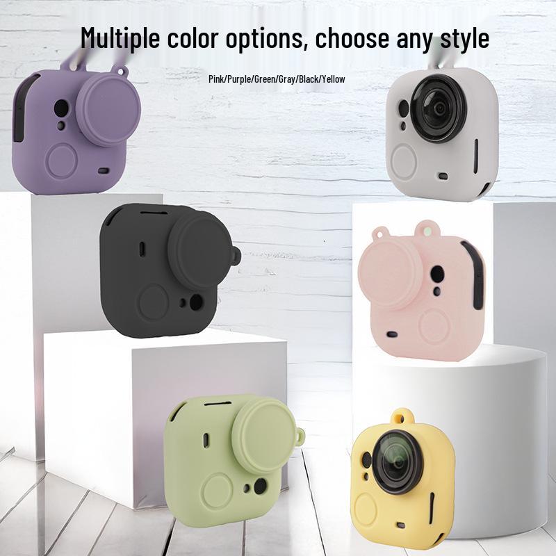 Insta360GoUltra Silicone Case: Anti-fall Shell with Lens Cap & Lanyard