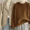 Autumn and Winter Women Soft Waxy Round Neck Cashmere Sweater Women's Loose Sweater Autumn and Winter Short Base Sweater