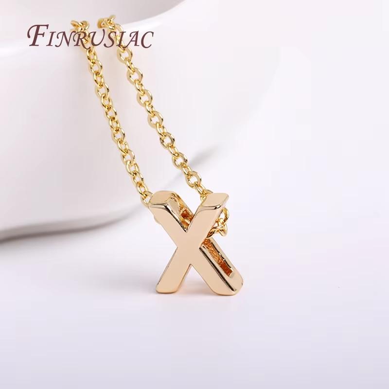 Gold Plated Brass Metal Initial 26 Letters Pendants Pendants Necklace For Women Jewelry Accessories Thin Chain Necklaces Female