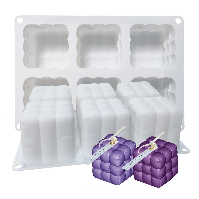 

3D Magic Cube/Sofa Shape 6-grid Silicone Mold Mousse Cake Baking Mold (BPA Free, No FDA Certificate) A