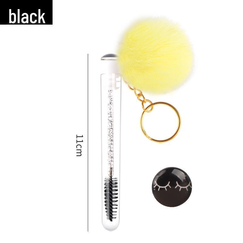 Gold Buckle Pompom Eyelash & Eyebrow Brush with Crystal Rod and Rabbit Ear Comb