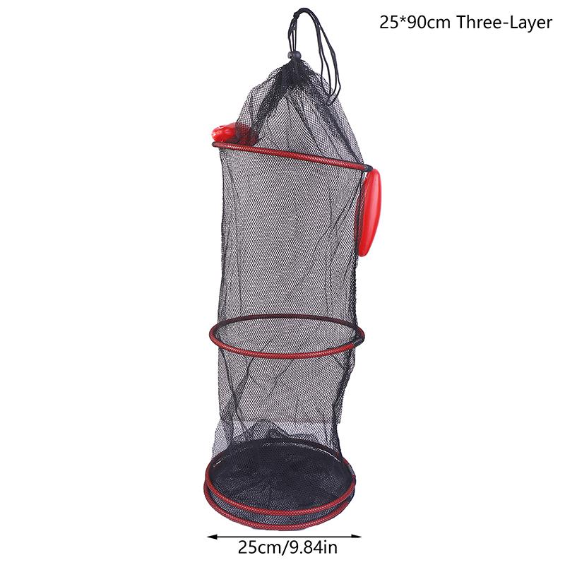 Portable Mesh Crab Fishing Net Crayfish Lobster Shrimp Trap Foldable Fish Cage Woven Fish Basket Network Trap Cage Tackle