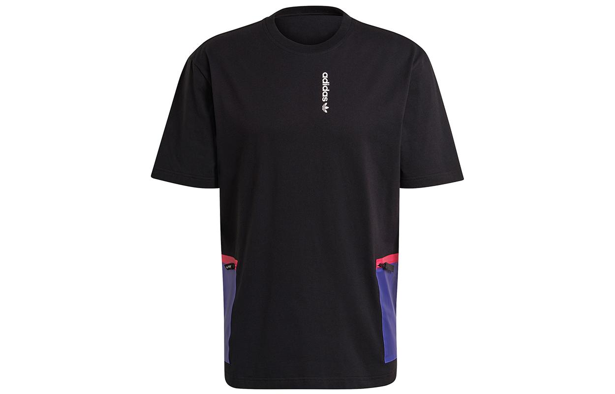 Adidas Originals T Shirts Men s Black Crew Neck Moderate Straight Fit H09355 XS