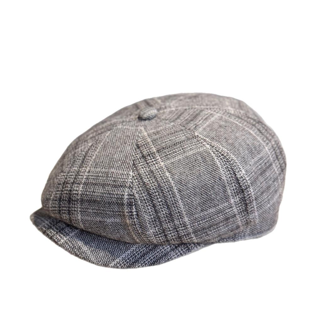 New Style British Style Forward Hat British Beret Deep Brim Hat Showing Face Small Japanese Painter Hat Octagonal Hat Plaid Trend