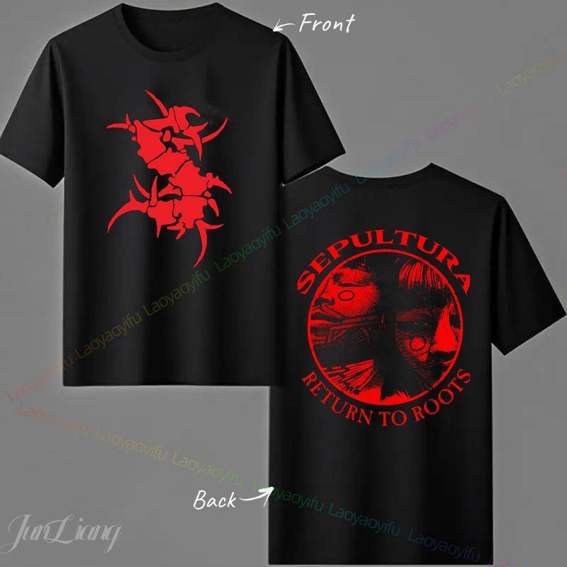 Band s Black Retro Unisex Nostalgic Short-sleeved Shirt, Hip-hop Rock Fashionable Casual Streetwear L