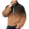 Men's Flannel Zip-Up Sweatshirt with Two-Tone Gradient Print, Stand Collar, Plus Size, Casual Fall Winter Fashion