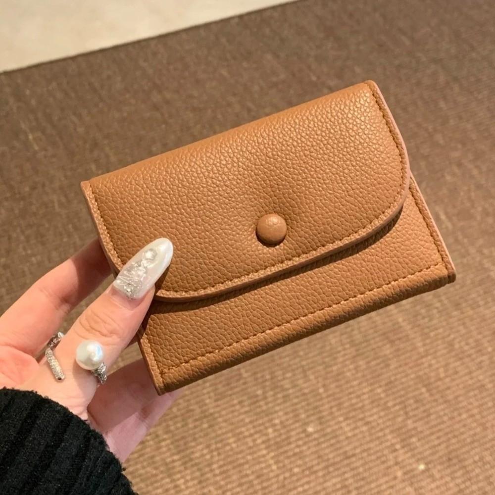 Elegant Lychee Grain Coin Purse Ultra Thin PU Leather Card Holder Women Short Wallet Outdoor