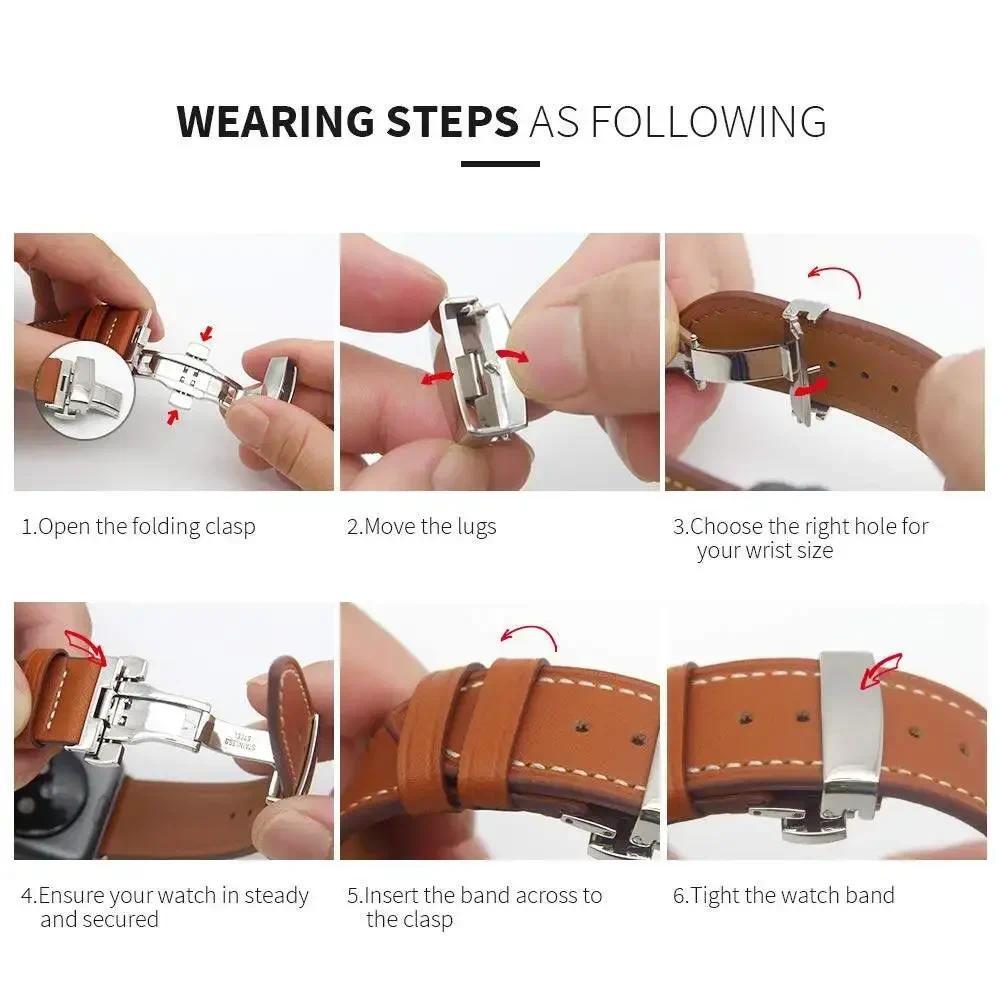 Leather wristwatch strap for Apple Watch 49mm 46mm 45mm 44mm 42mm 41mm 40mm 38mm 45mm for iWatch Series 11 10 9 8 7 6 5 4 Ultra3