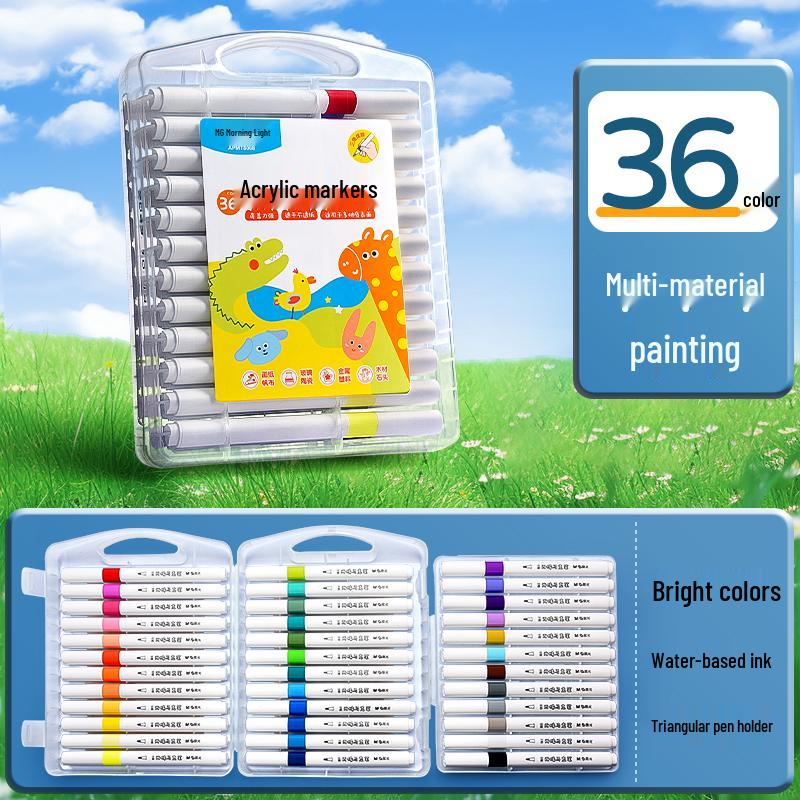 Acrylic Marker Set: Non-Toxic, Layerable, Washable, Non-Bleeding - 24 Colors for Kids